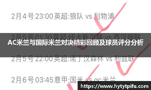 AC米兰与国际米兰对决精彩回顾及球员评分分析